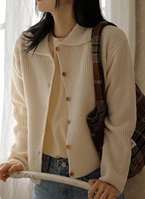 韓國領子針織外套