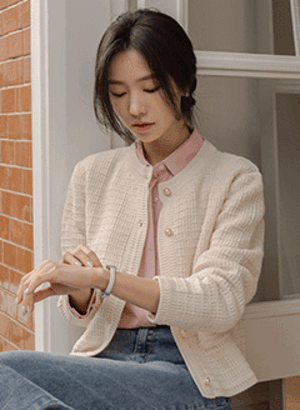 韓國珍珠鈕扣針織外套