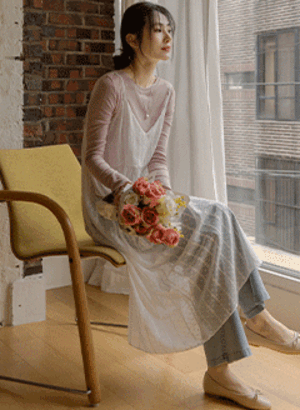 韓國刺繡蕾絲層疊穿搭洋裝