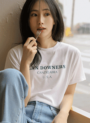 韓國柔軟英文字母短袖上衣