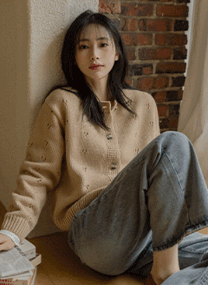 韓國簍空編織裝飾針織外套