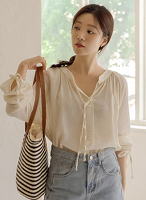 韓國溫柔感版型抓皺襯衫