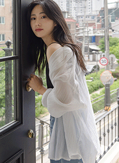 韓國鮮豔寬鬆輕薄襯衫