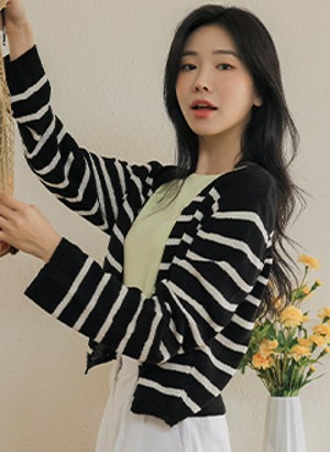 韓國薄感條紋針織外套