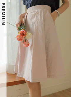 韓國[只在這裡]輕薄刷刷感壓褶中長裙