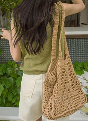 韓國針織編織肩背包