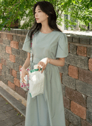 韓國花瓣手袖長洋裝
