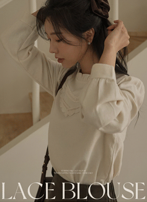 韓國可愛蕾絲刷毛上衣