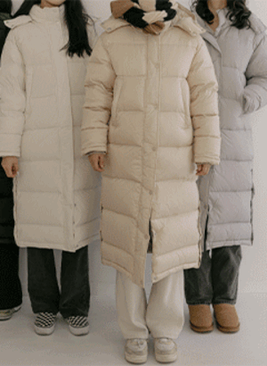 韓國填滿溫暖鴨絨長版外套