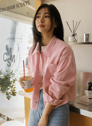 韓國甜蜜水洗面料襯衫外套