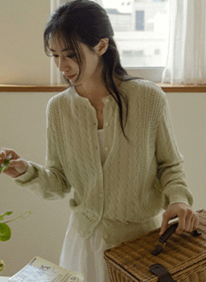 韓國溫柔編織簍空針織外套