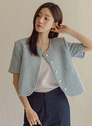 韓國銀釦亮點小香短袖外套