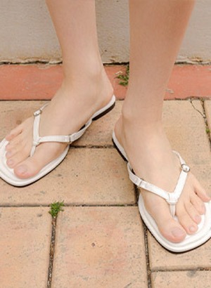 韓國銀色圈圈裝飾夏季夾腳拖鞋