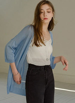 韓國敞開式輕薄長版針織外套