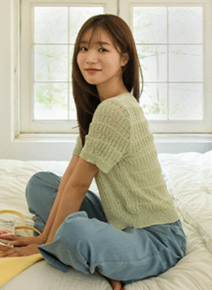 韓國棉花糖圓領針織上衣