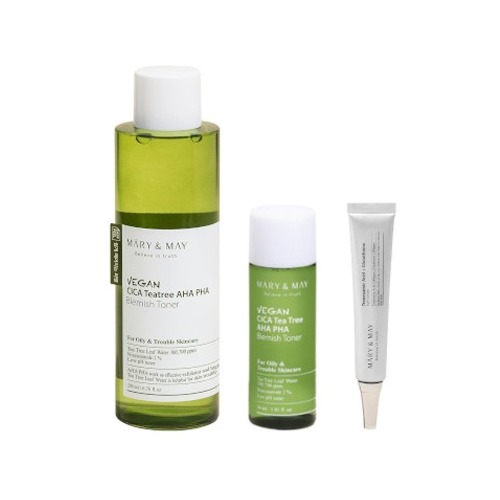 Mary&amp;May Vegan CICA Tea Tree Toner Special Set 200ml+30ml+Eye cream 12g