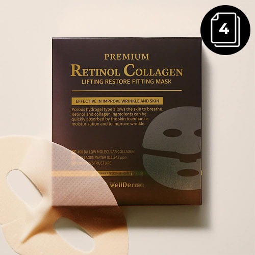 WellDerma Premium Retinol Collagen Lifting Restore Fitting Mask 4ea