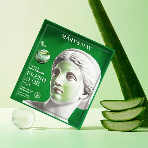 Mary&May Vegan Collagen Fresh Aloe Mask 30g*4ea