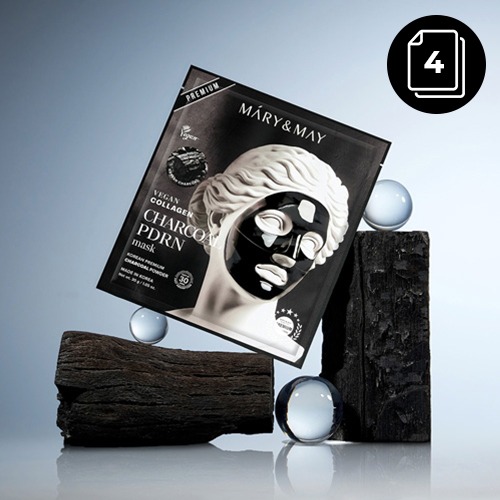 Mary&May Vegan Collagen Charcoal PDRN Mask 30g*4ea