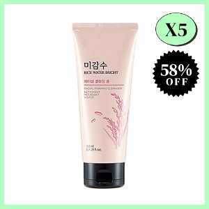 [5 bundles] THE FACE SHOP Rice Water Bright Facial Foaming Cleanser 150ml (2021 Renewal)