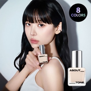 ABOUT_TONE Skin Layer Fit Foundation 30ml in a sleek bottle for a silky finish.