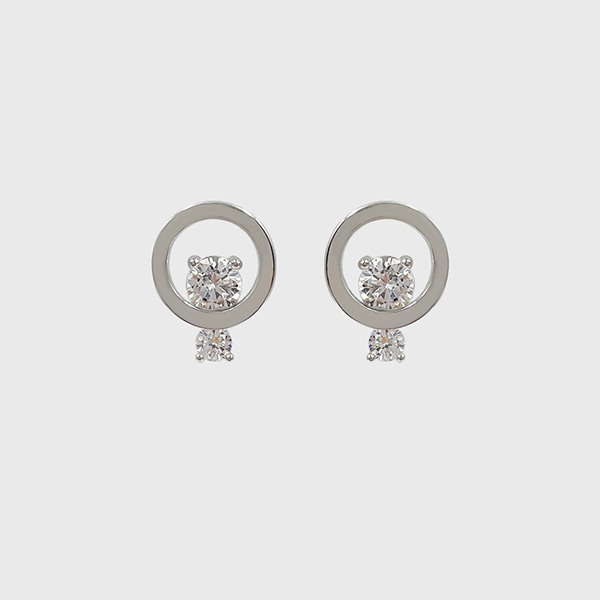 [SILVER] 실버링 탄생석 귀걸이 - 4월 다이아몬드 (JS-22-005E-DI)