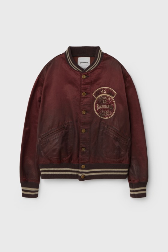 BOWWOW 바우와우 BASEBALL CHAMPION ZIP HOODIE AGED (AGED BROWN) l