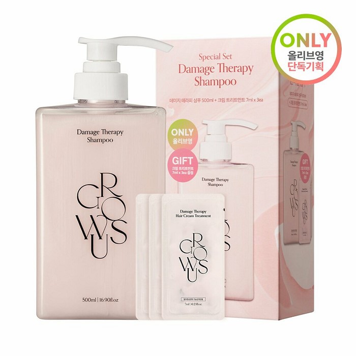 growus Damage Therapy Shampoo 500mL Special Set (+Cream Treatment 21mL)