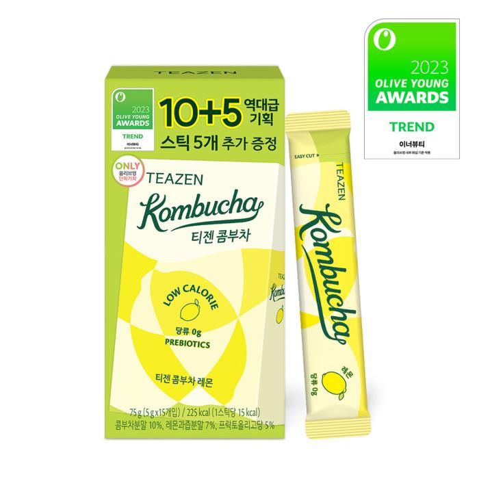 ★ Teazen Kombucha Lemon 10+5 Sticks Special Set
