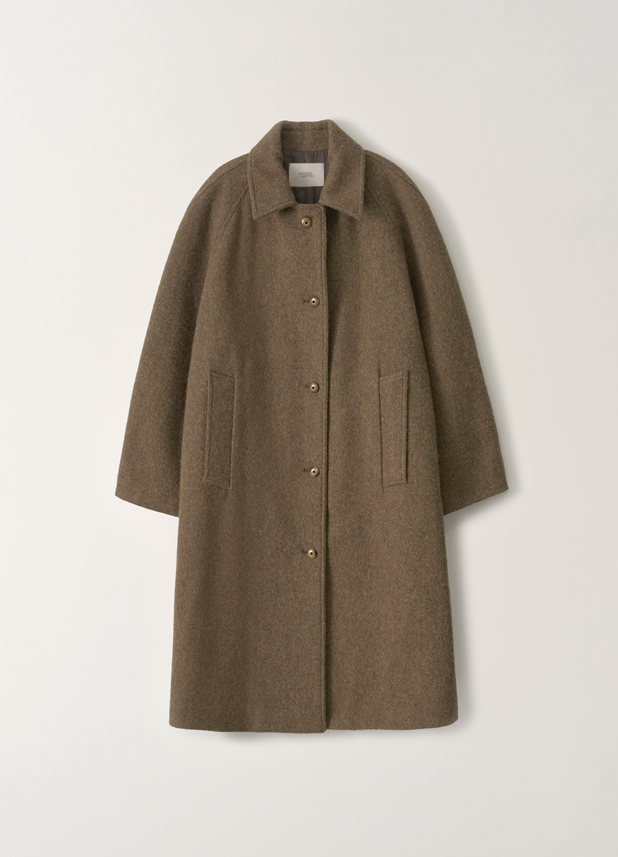Wool balmacaan coat (Taupe) - Nothing written