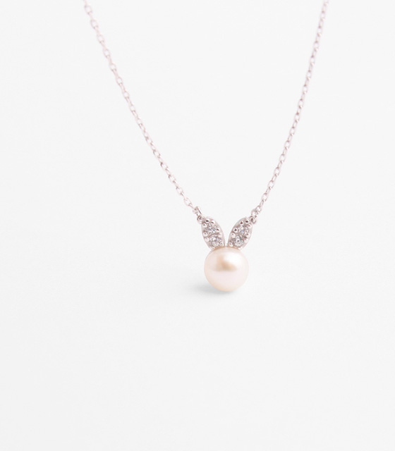 pearl and rabbit necklace (sterling silver 925) N41033
