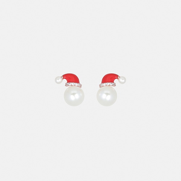 크리스마스 산타 모자 진주 귀걸이