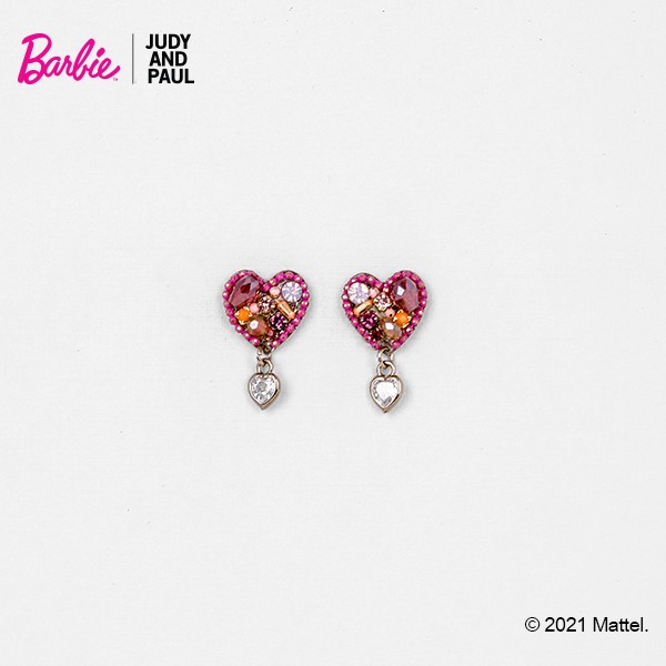 [BARBIE X JUDY AND PAUL] Barbie heart crystal n beads handmade drop earring