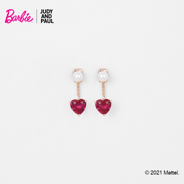 [BARBIE X JUDY AND PAUL] Barbie pearl n heart crystal clutch earring