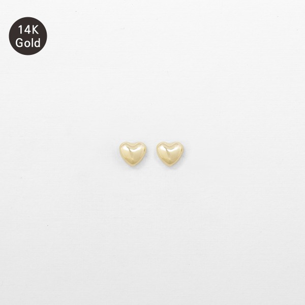 [14K GOLD] 러블리 통통이 하트 옐로우 골드 귀걸이