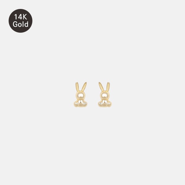 [14K GOLD] 미니 토끼 옐로우 골드 귀걸이