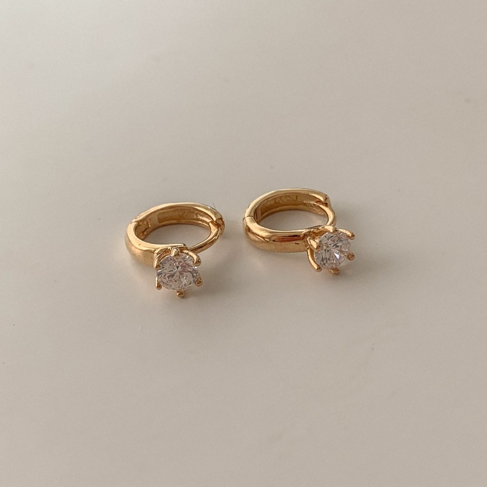 Mini Cubic One Touch Ring 925 Earrings gold vr.