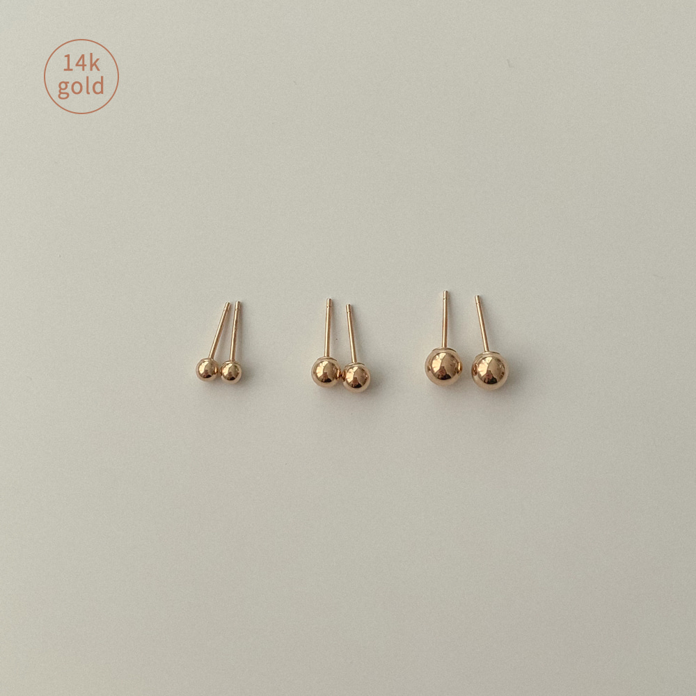 3 types of 14k gold ball earrings