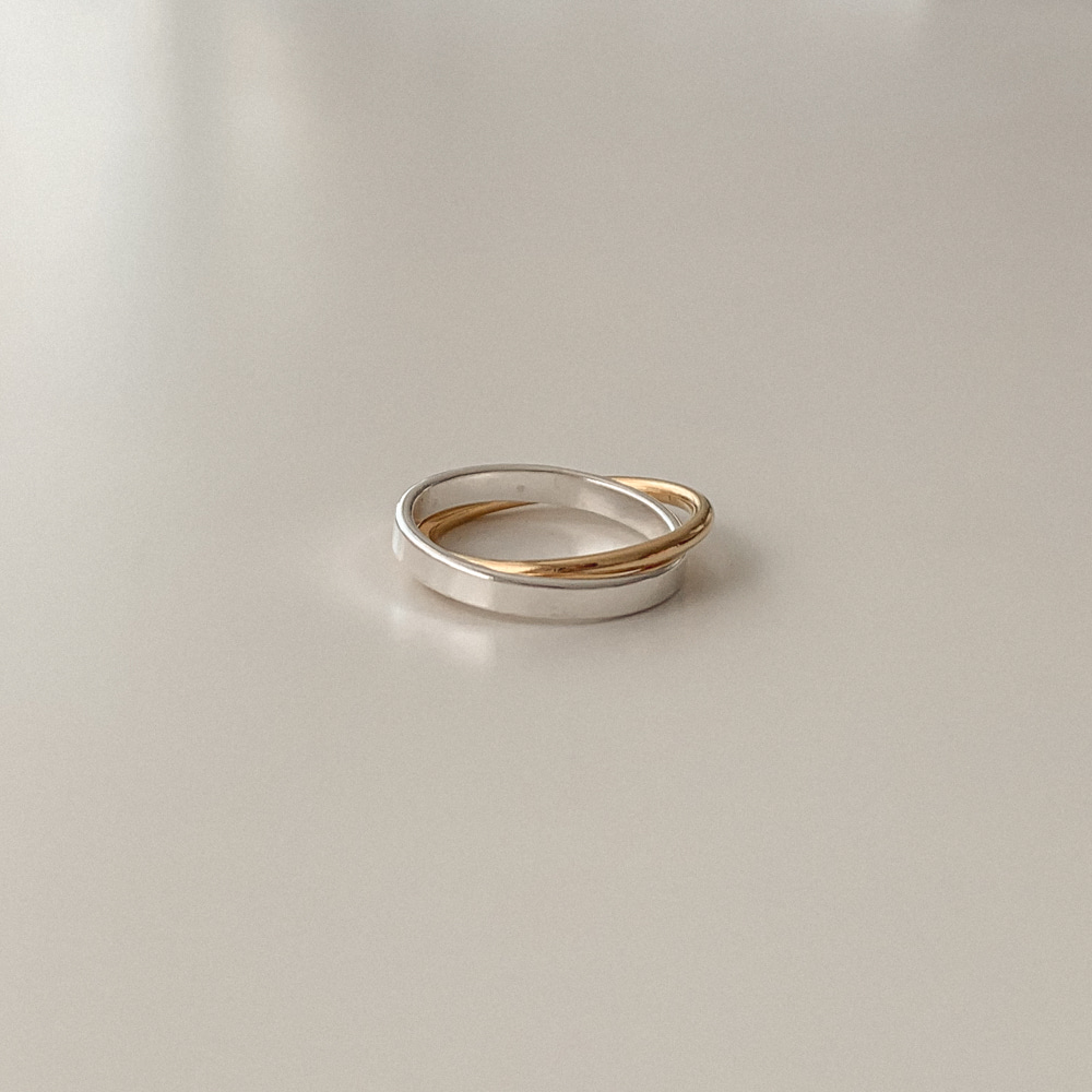 Doubling two-tone silver 925 ring