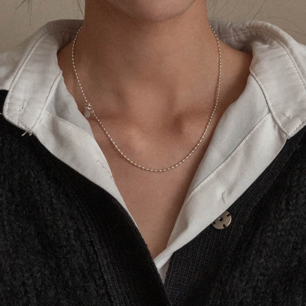 [mauve] egg-ball chain silver 925 necklace