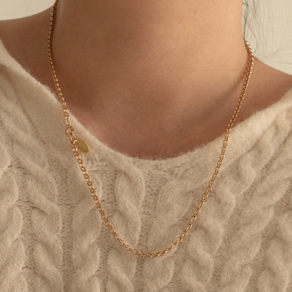 mauve bold half-cable chain silver 925 necklace
