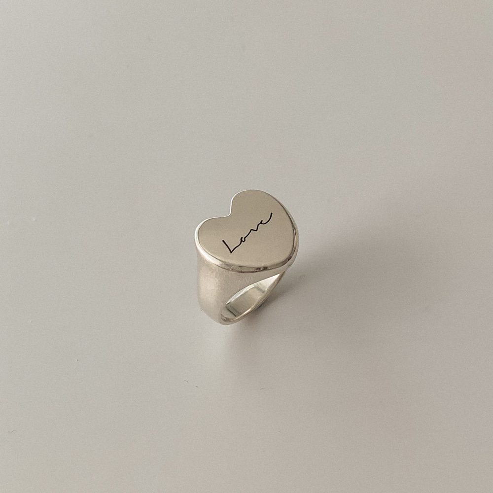 Bold Heart Engraved Silver 925 Ring