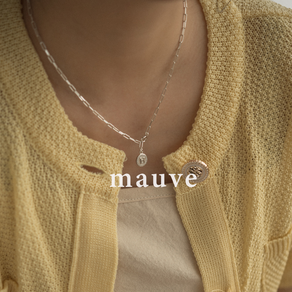 [mauve] round initials silver 925 necklace