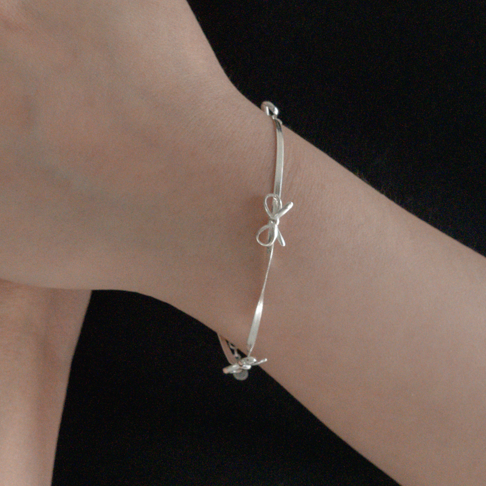 Ribbon snake chain silver 925 bracelet
