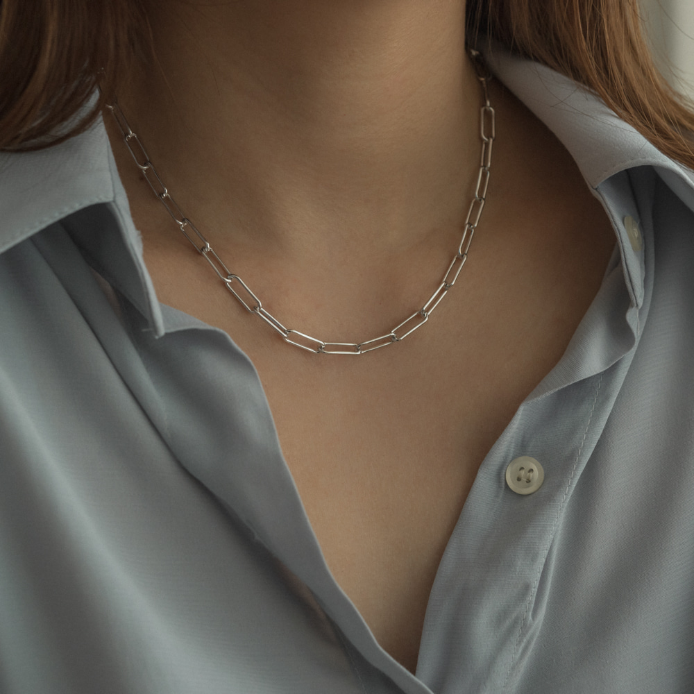 Silver 925 Necklace with Square Clip Chain