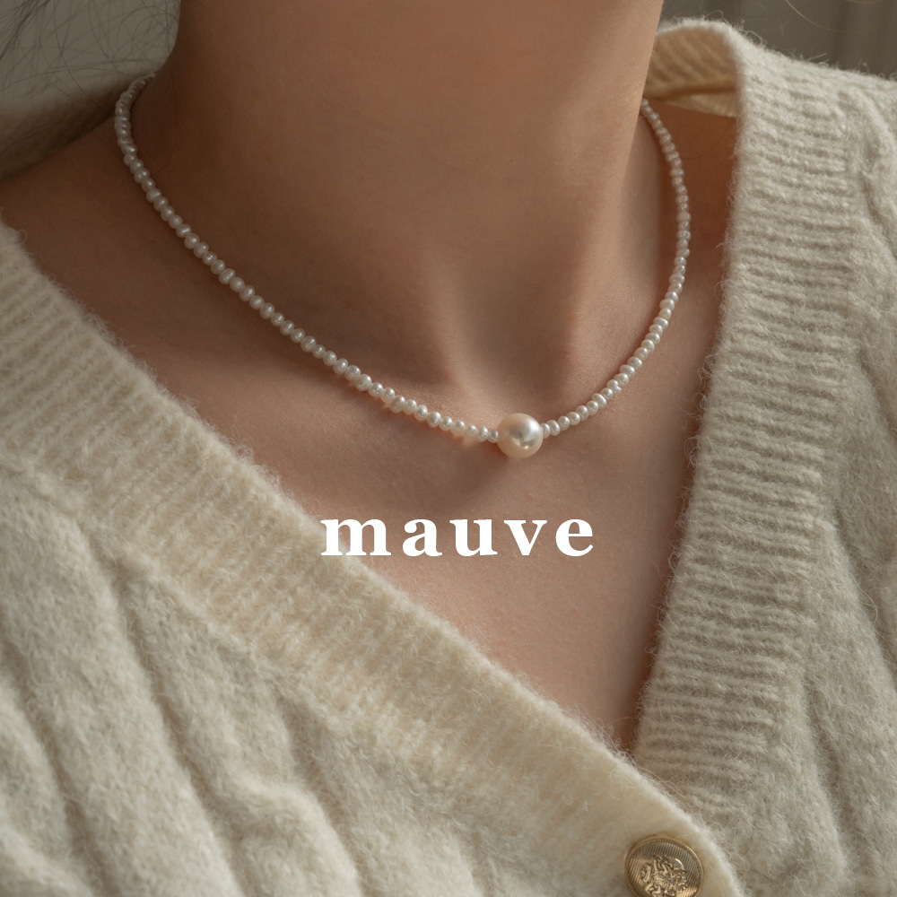 [mauve] single point freshwater pearl silver 925 necklace