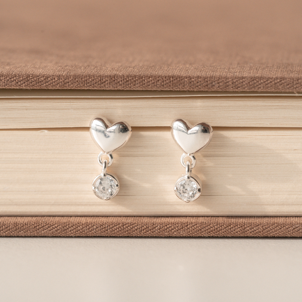 Minimal heart silver 925 earrings