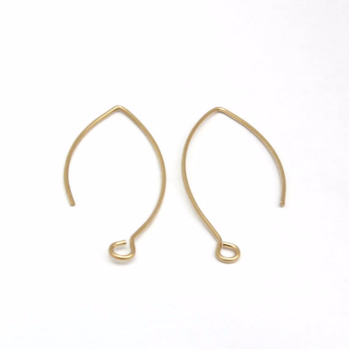 [E5-G2]Earring Making Oval Hook, 30 pcs, 18x40mm, 1mm thick, Matte Gold Plated Brass, Earring Making Supplies Component