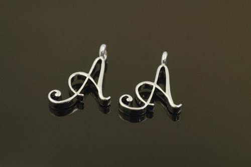 알파벳펜던트 (대) A, AA-R8, 2개, 무니켈, 화이트골드도금, 19mm