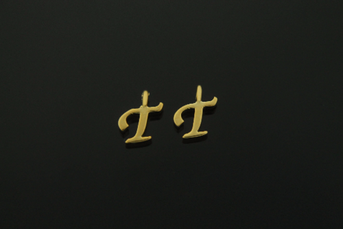 알파벳 T, AT-G7, 2개, 골드도금, 무니켈, 6mm, 링크의 내경 1.7mm